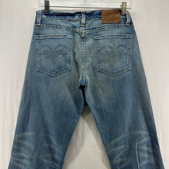 Ralph Lauren Jeans Women 28/34 Dungarees Low Rise Bootcut Light Washed Blue - Picture 5 of 11